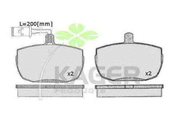 Комплект тормозных колодок, дисковый тормоз KAGER 350354