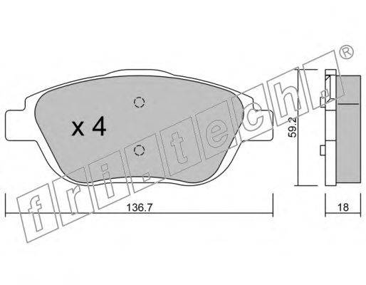 Комплект тормозных колодок, дисковый тормоз fri.tech. 869.0