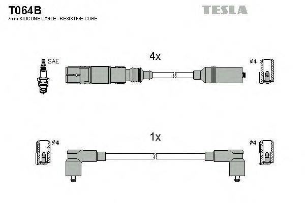 Комплект проводов зажигания TESLA T064B