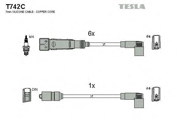 Комплект проводов зажигания TESLA T742C
