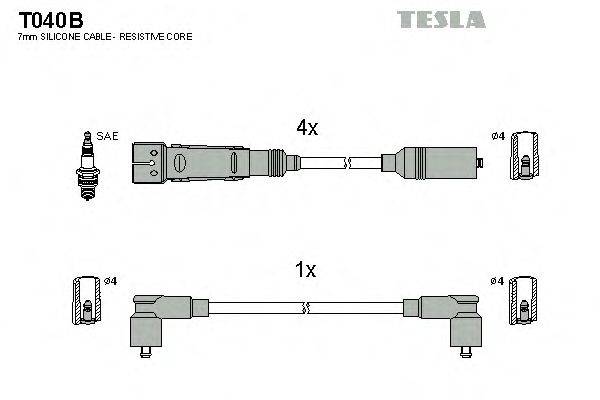 Комплект проводов зажигания TESLA T040B
