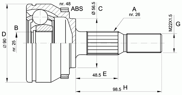 Шарнирный комплект, приводной вал OPEN PARTS CVJ5132.10