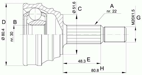 Шарнирный комплект, приводной вал OPEN PARTS CVJ5190.10