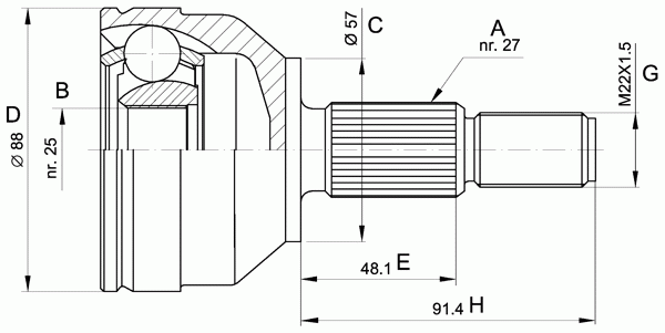 Шарнирный комплект, приводной вал OPEN PARTS CVJ5202.10