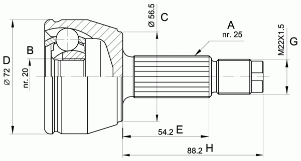 Шарнирный комплект, приводной вал OPEN PARTS CVJ527710