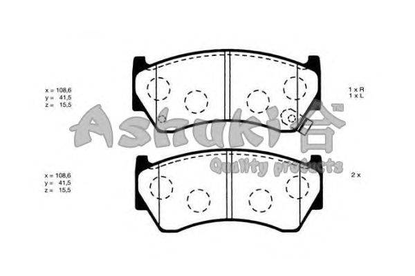 Комплект тормозных колодок, дисковый тормоз ASHUKI N009-90J