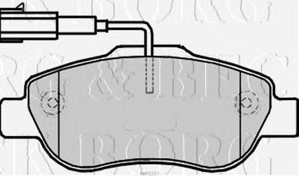 Комплект тормозных колодок, дисковый тормоз BORG & BECK BBP2227