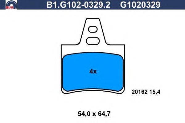 Комплект тормозных колодок, дисковый тормоз GALFER B1.G102-0329.2