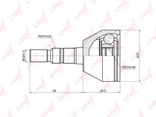 Шарнирный комплект, приводной вал LYNXauto CO-5921