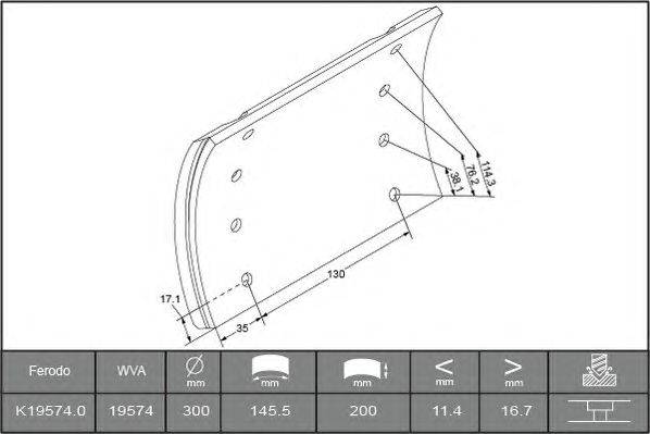 Комплект тормозных башмаков, барабанные тормоза FERODO K19574.0-F3658