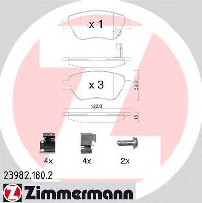 Комплект тормозных колодок, дисковый тормоз ZIMMERMANN 239821802