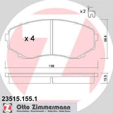 Комплект тормозных колодок, дисковый тормоз ZIMMERMANN 23515