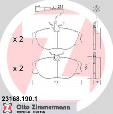 Комплект тормозных колодок, дисковый тормоз ZIMMERMANN 231681901