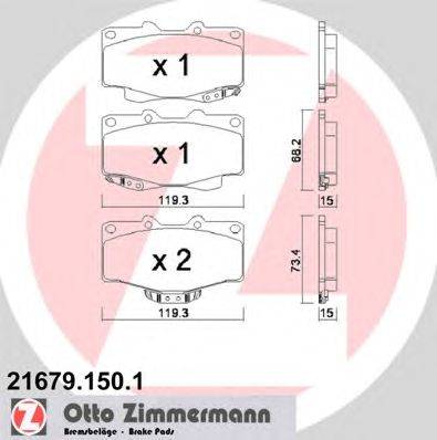 Комплект тормозных колодок, дисковый тормоз ZIMMERMANN 21680