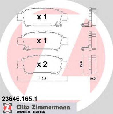 Комплект тормозных колодок, дисковый тормоз ZIMMERMANN 236461651