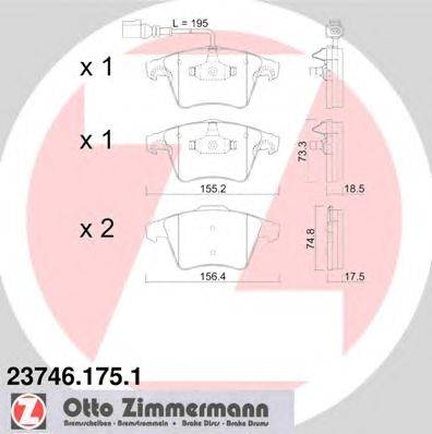 Комплект тормозных колодок, дисковый тормоз ZIMMERMANN 237461751