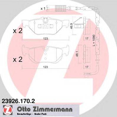 Комплект тормозных колодок, дисковый тормоз ZIMMERMANN 23926.170.2