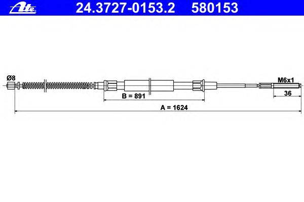 Трос, стояночная тормозная система ATE 24.3727-0153.2