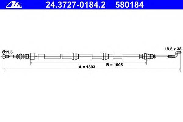 Трос, стояночная тормозная система ATE 24.3727-0184.2