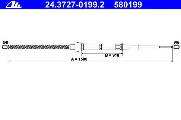 Трос, стояночная тормозная система ATE 24.3727-0199.2