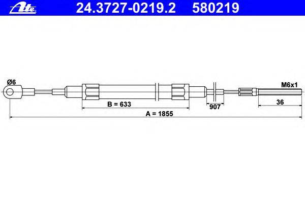 Трос, стояночная тормозная система ATE 24.3727-0219.2