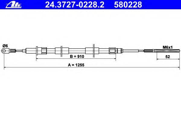 Трос, стояночная тормозная система ATE 24.3727-0228.2