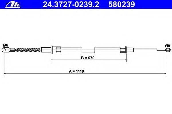 Трос, стояночная тормозная система ATE 24.3727-0239.2