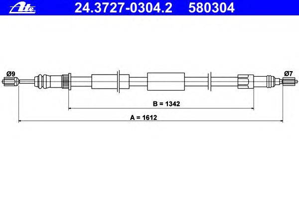 Трос, стояночная тормозная система ATE 24.3727-0304.2