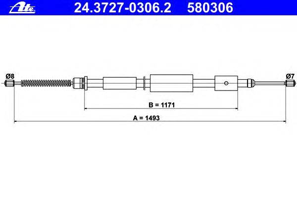 Трос, стояночная тормозная система ATE 24.3727-0306.2