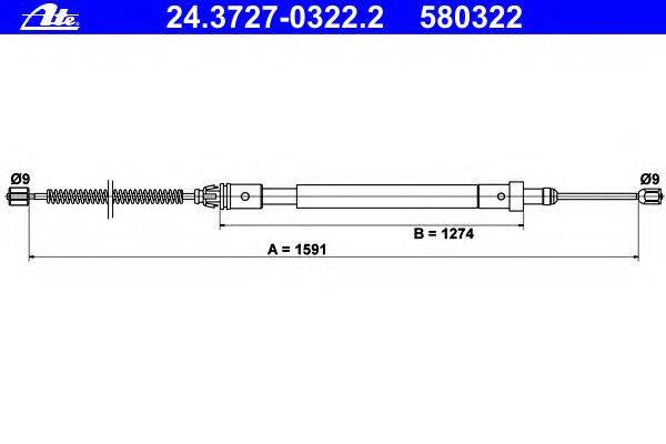 Трос, стояночная тормозная система ATE 24372703222