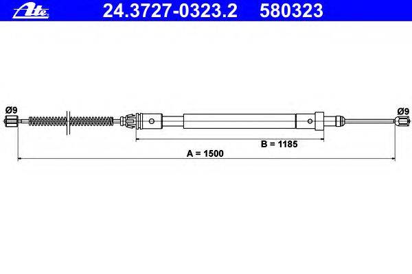 Трос, стояночная тормозная система ATE 24.3727-0323.2