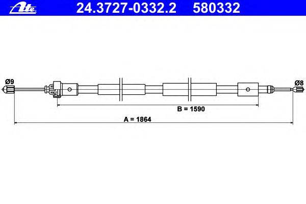 Трос, стояночная тормозная система ATE 24.3727-0332.2