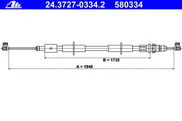 Трос, стояночная тормозная система ATE 24.3727-0334.2