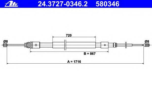 Трос, стояночная тормозная система ATE 24.3727-0346.2