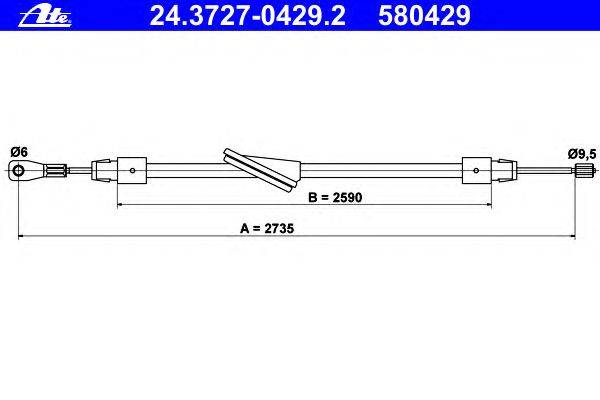 Трос, стояночная тормозная система ATE 24.3727-0429.2
