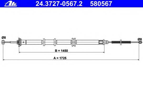 Трос, стояночная тормозная система ATE 24.3727-0567.2