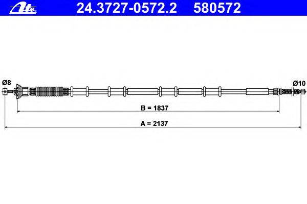 Трос, стояночная тормозная система ATE 24.3727-0572.2