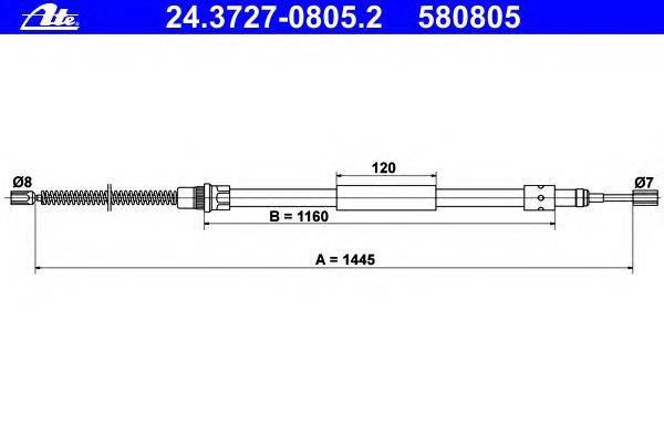 Трос, стояночная тормозная система ATE 24.3727-0805.2