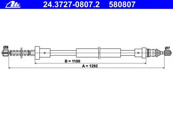Трос, стояночная тормозная система ATE 24.3727-0807.2