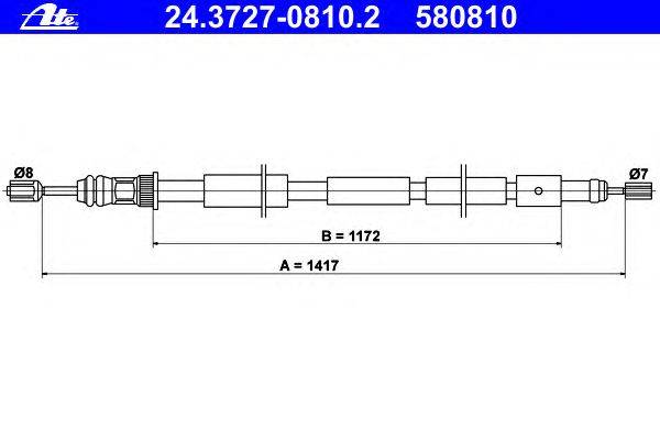 Трос, стояночная тормозная система ATE 24.3727-0810.2