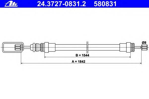 Трос, стояночная тормозная система ATE 24.3727-0831.2
