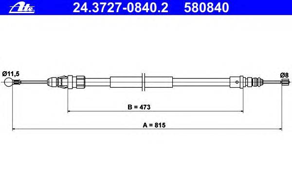 Трос, стояночная тормозная система ATE 24372708402