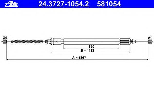Трос, стояночная тормозная система ATE 24.3727-1054.2