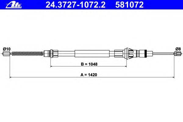 Трос, стояночная тормозная система ATE 24.3727-1072.2