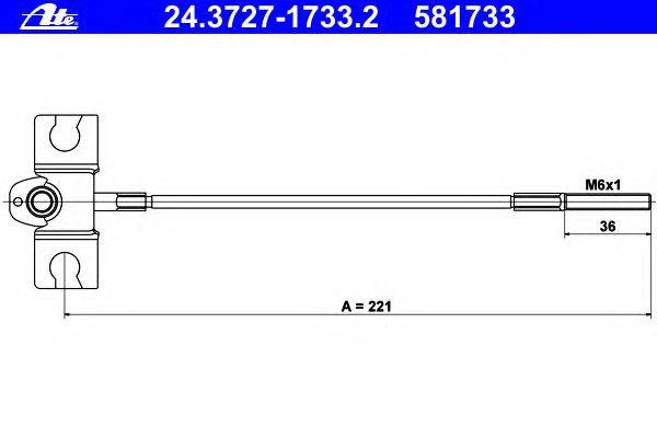 Трос, стояночная тормозная система ATE 24.3727-1733.2