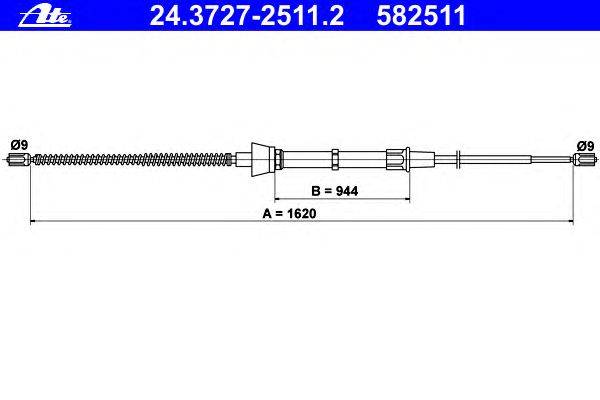 Трос, стояночная тормозная система ATE 24.3727-2511.2