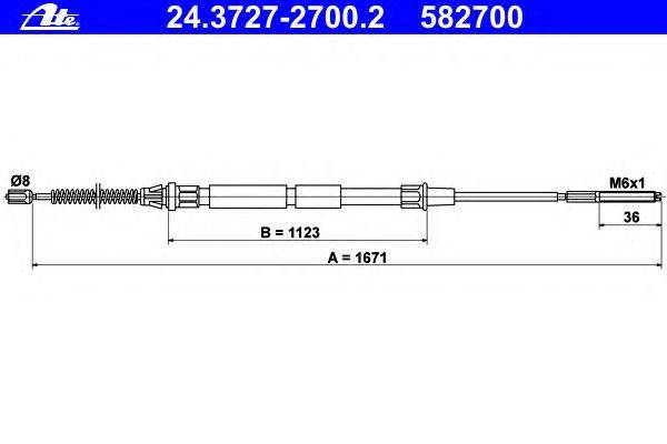 Трос, стояночная тормозная система ATE 24.3727-2700.2