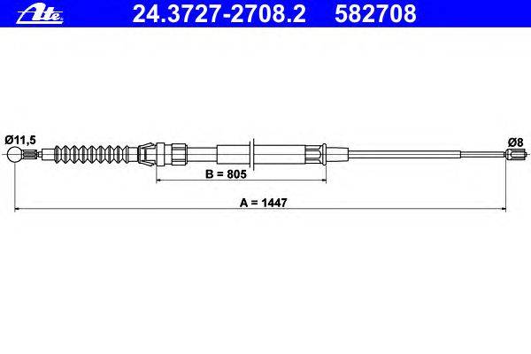 Трос, стояночная тормозная система ATE 24.3727-2708.2