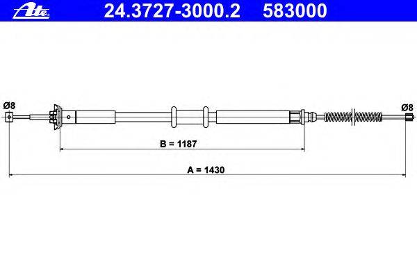 Трос, стояночная тормозная система ATE 24.3727-3000.2