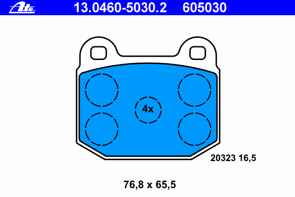 Комплект тормозных колодок, дисковый тормоз ATE 13.0460-5030.2